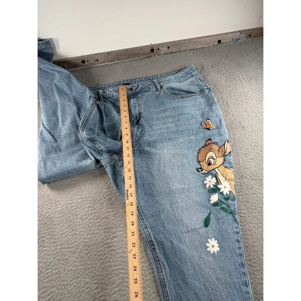 Disney Bambi Thumper Jeans Womens Size 20 Painted Denim Daisy Butterfly Straight
